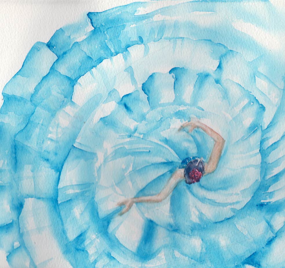 Blue Flamenco Rose (Watercolour)