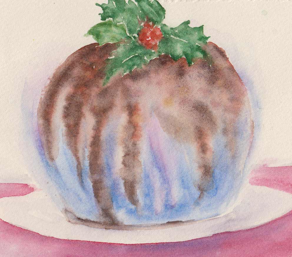 Christmas Pudding (Watercolour)