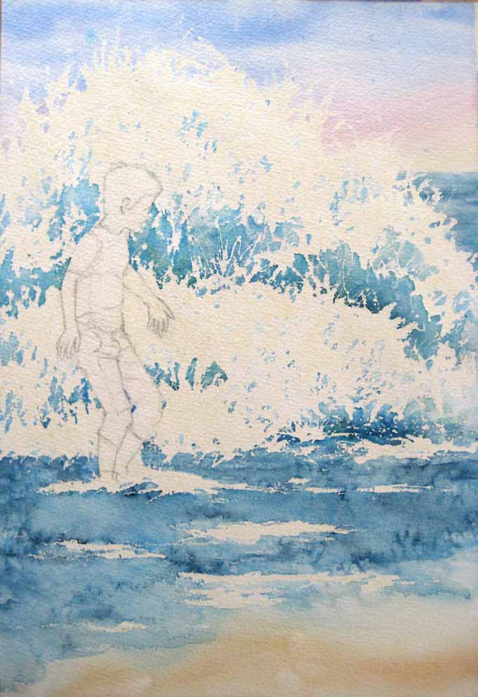An Unexpected Wave (Watercolour)