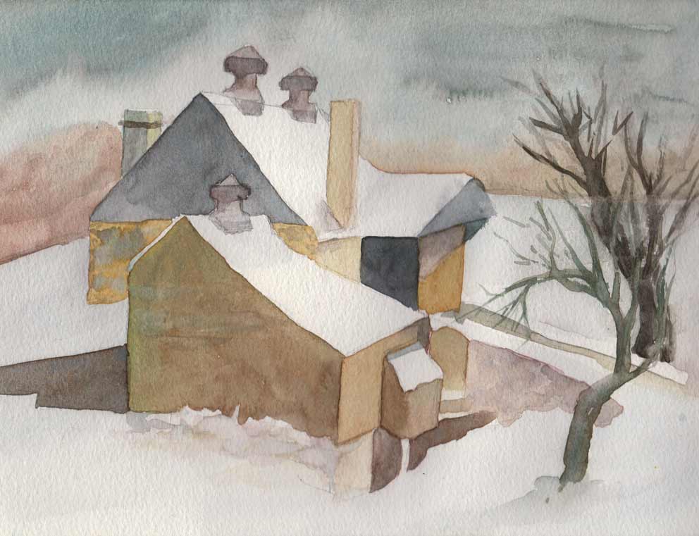 Winter Barns (Watercolour)
